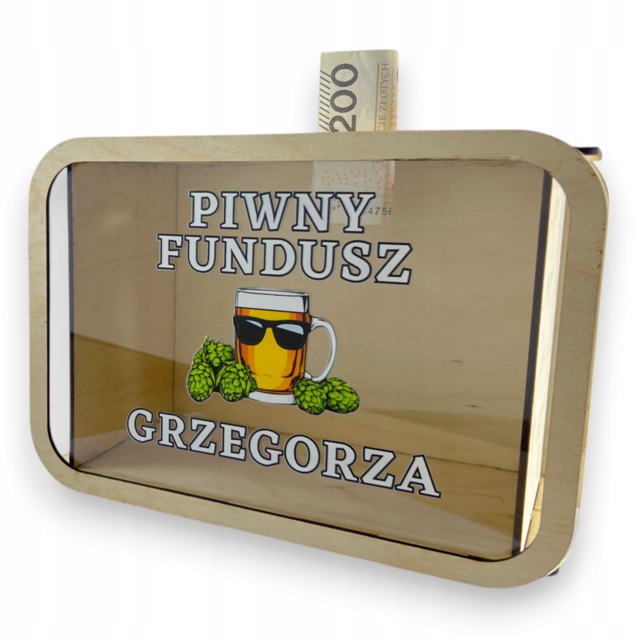  Dřevěná kasička s grafika dárek čekárna zawsze je čas sodík sny