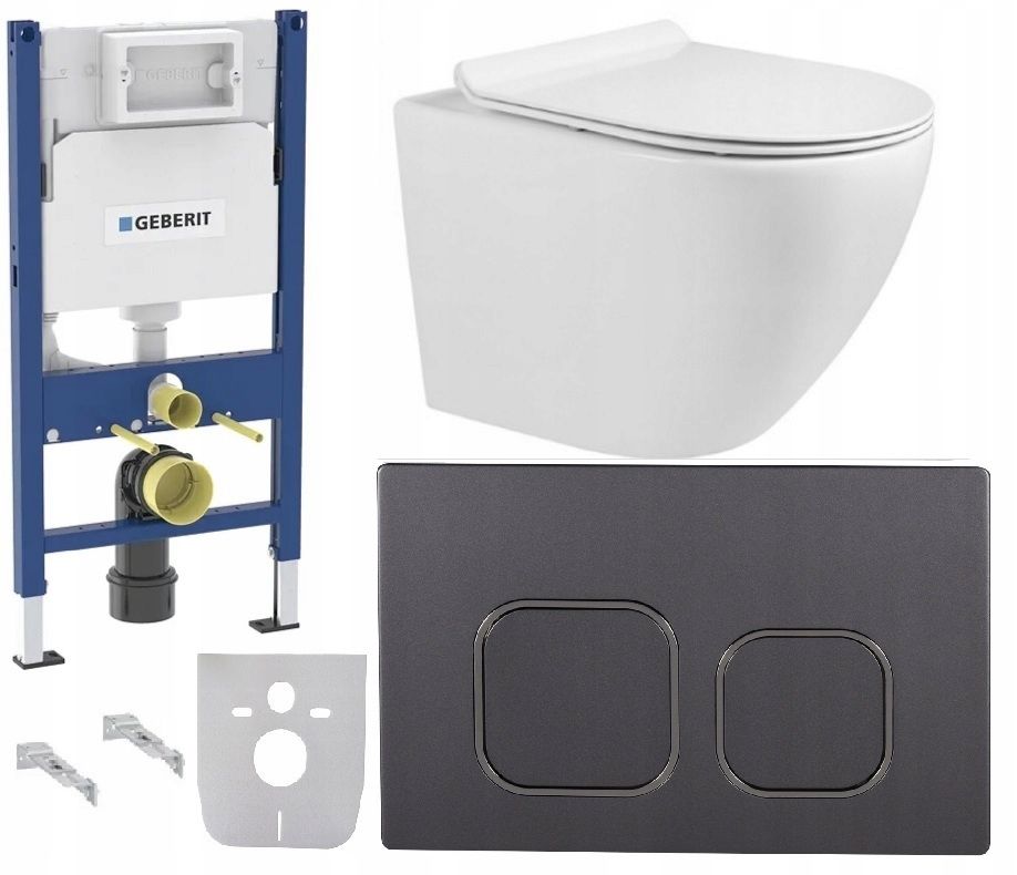  Wc rāmja komplekts geberit + atslēga + tualetes pods melns matēts + dēlis w/o+fresh