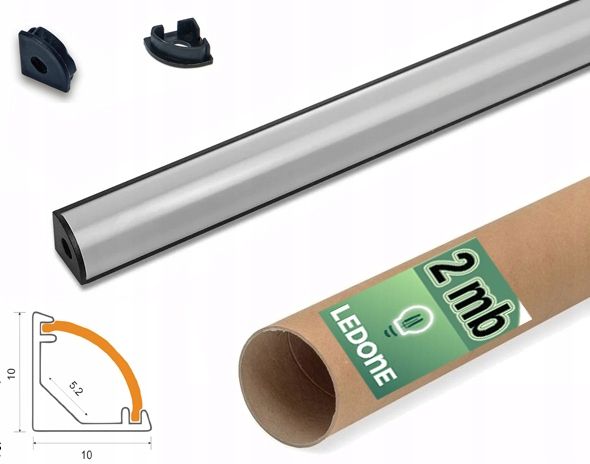  Kopa melns alumīnija profils atzina slim eco led sloksnēm 2m + kapuci