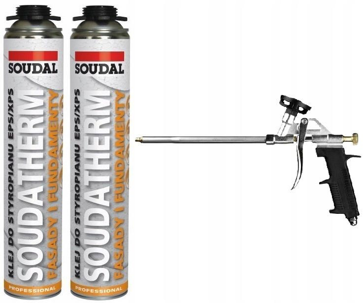  2x soudal putu līme putupolistirolam xps eps soudatherm + tīrāks + pistole