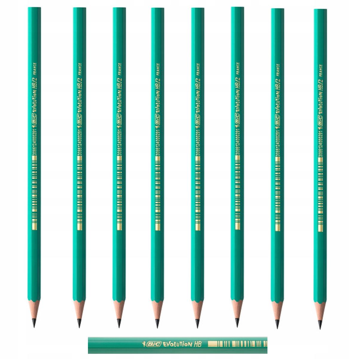  6 pcs. x pencil bic evolution original hb/2 from resin bezdrzewnej