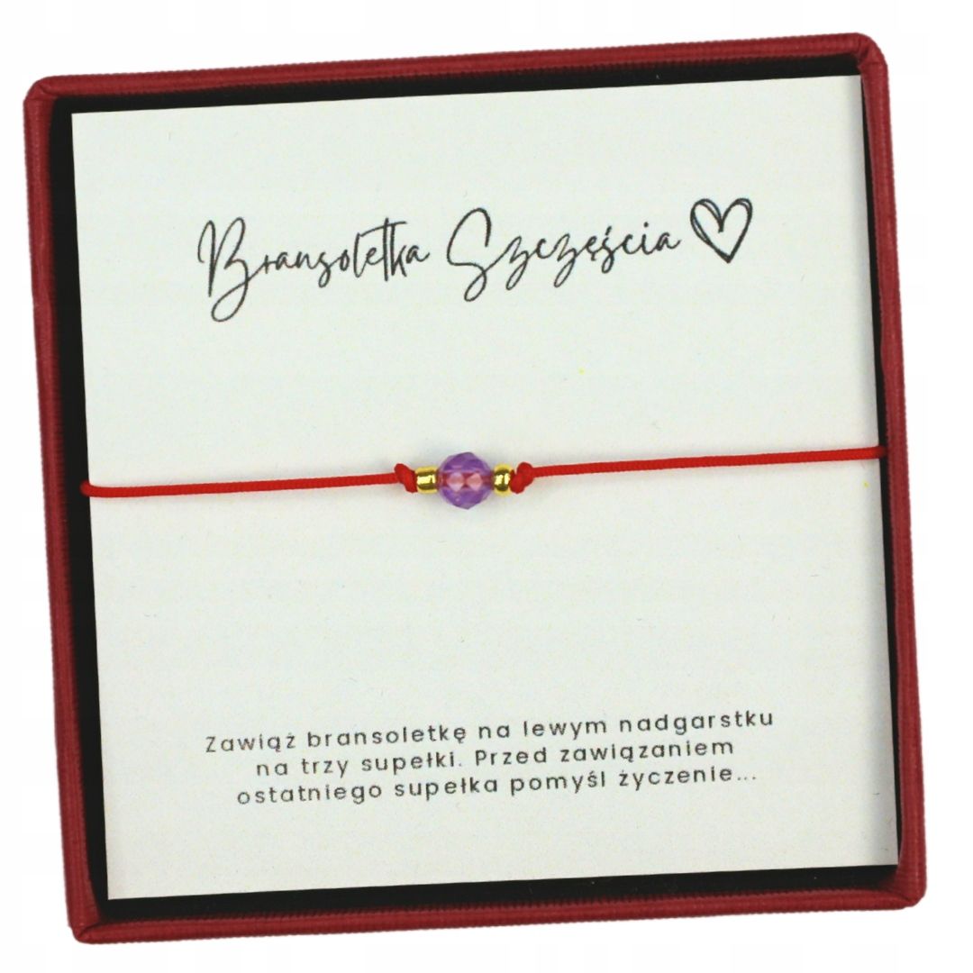  Lucky bracelet with ametystem fortunately natural stone + box