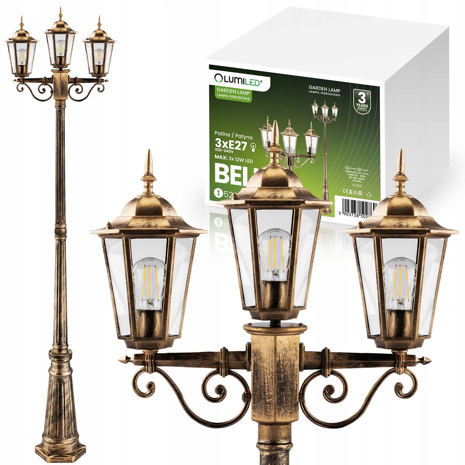  Led-lampe garten äußerlich im bau 80 cm 10w 700lm spalte 4000k schwarz
