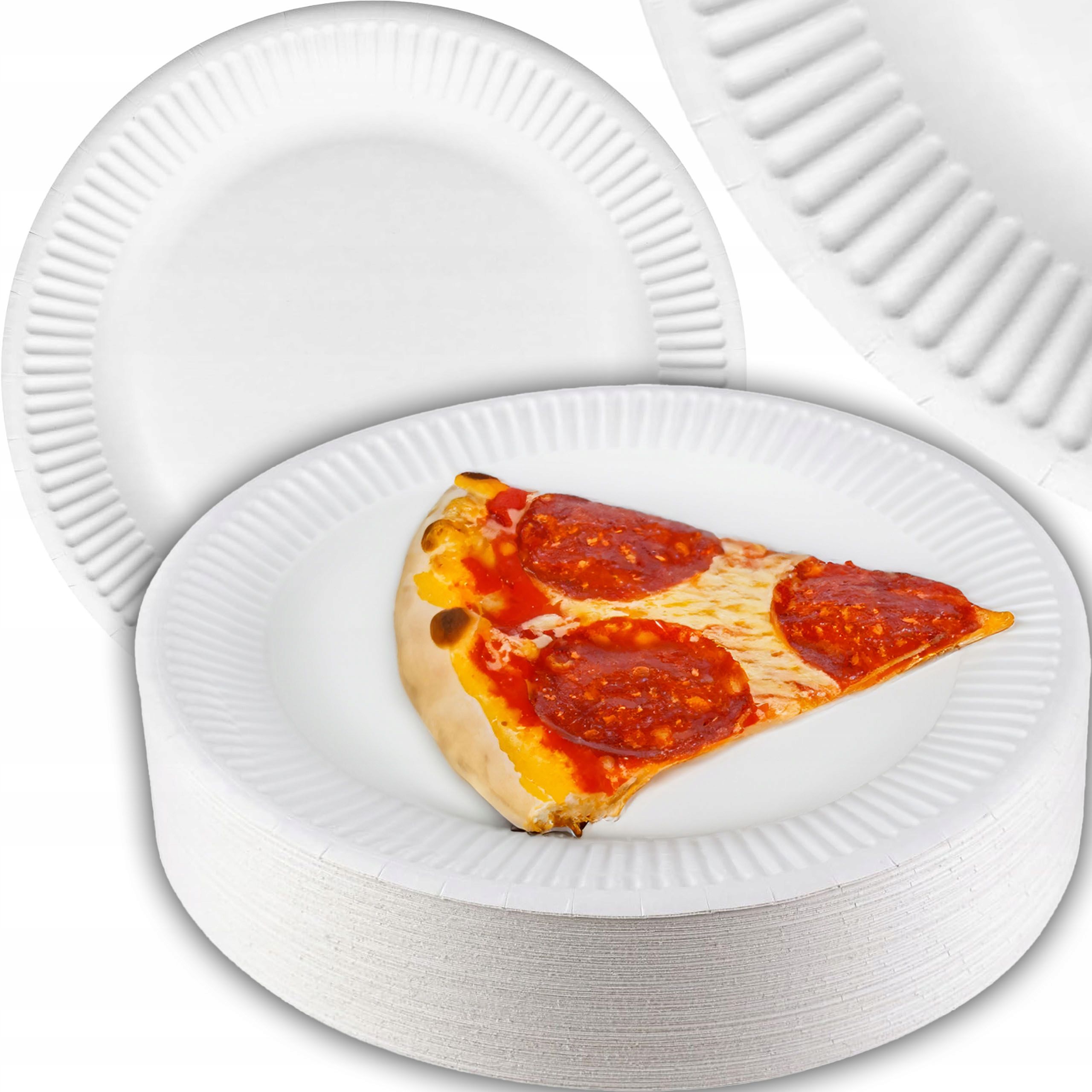  Paper plates disposable white round lunch eco 23cm 100pcs