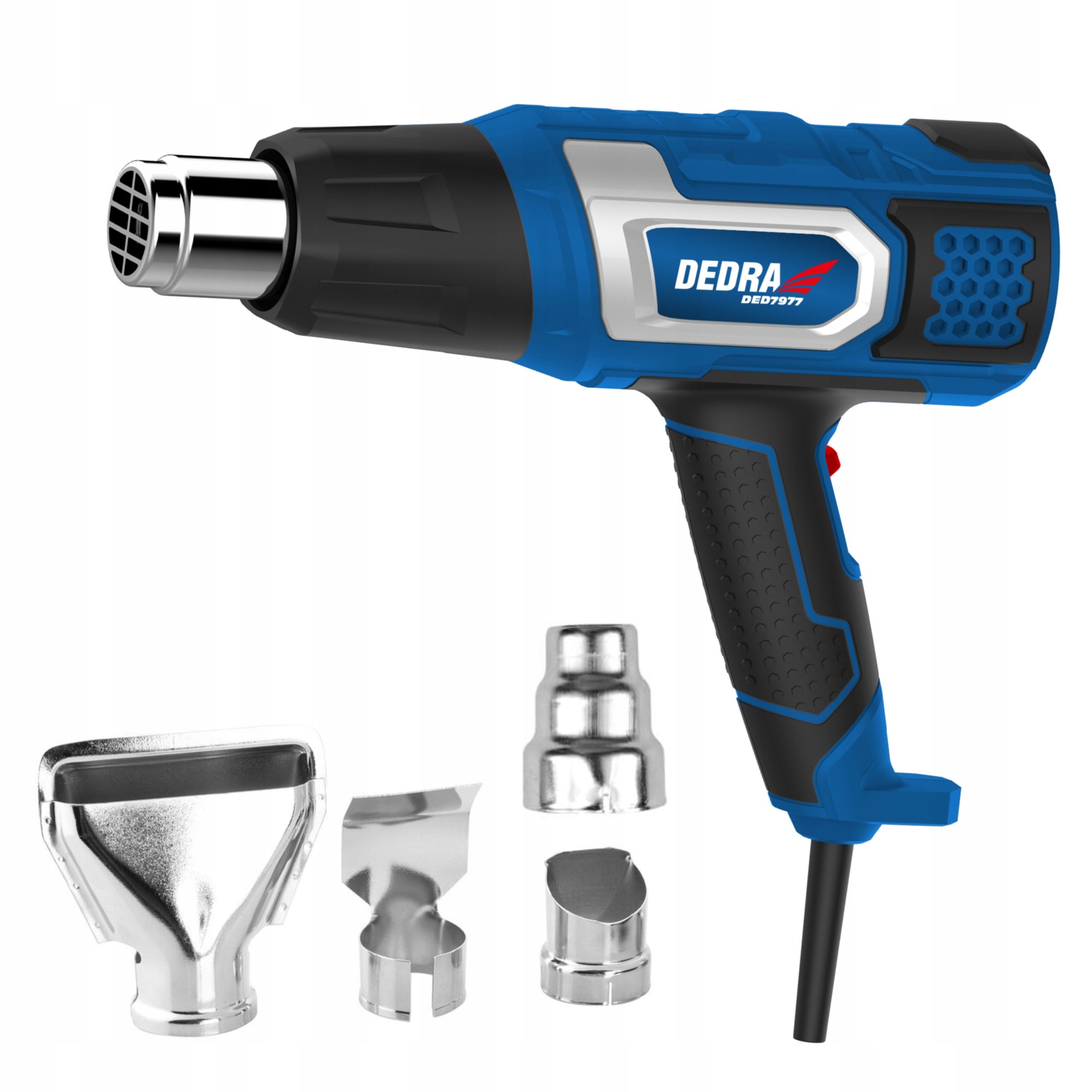  Dedra teplovzdušná pištoľ 2000w regulácia 2 režimov 60-350/60-600°c 4 tipy ded7977
