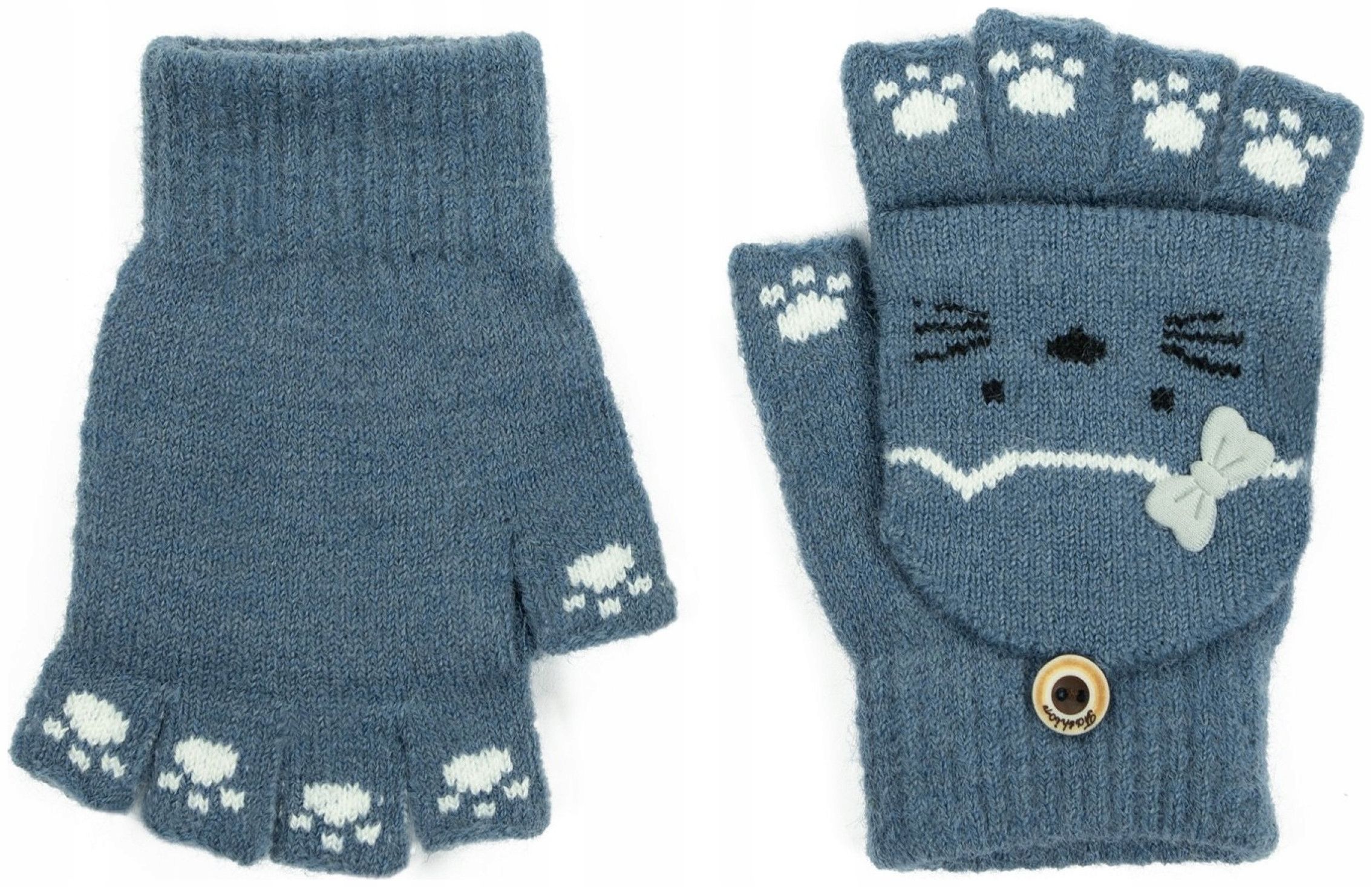  Rekawiczki warm kittens - čierny | detské rk23370
