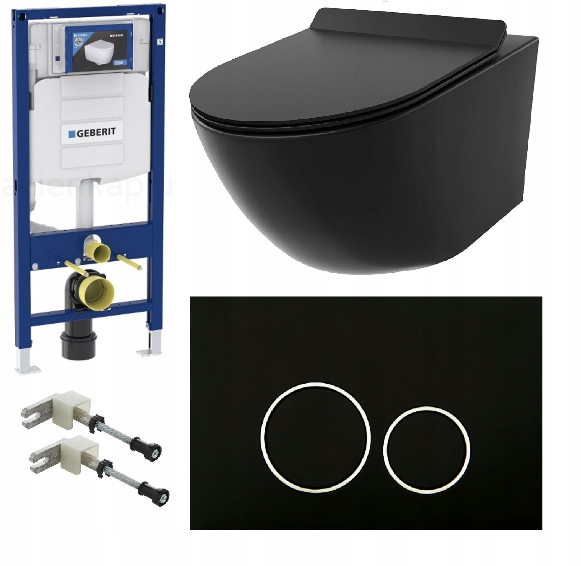  Wc rāmja komplekts geberit + atslēga + tualetes pods melns matēts + dēlis w/o+fresh