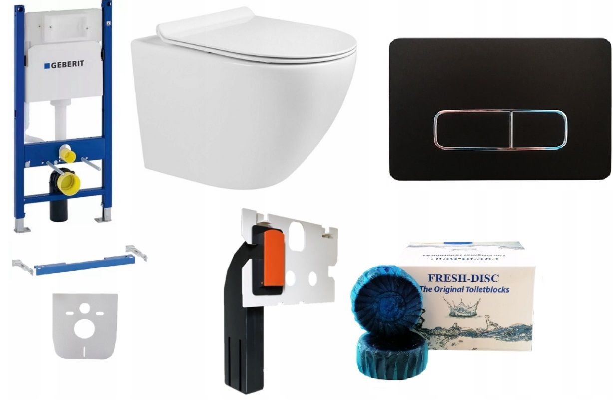  Wc rāmja komplekts geberit + atslēga + tualetes pods melns matēts + dēlis w/o+fresh