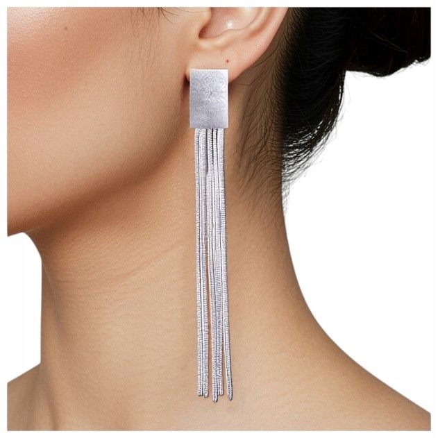  Ohrstecker farbe silber lang quasten diamanten bälle elegant 125mm