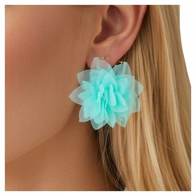  Náušnice boho tkanina závoj przewiazywane bantu žltý 125mm