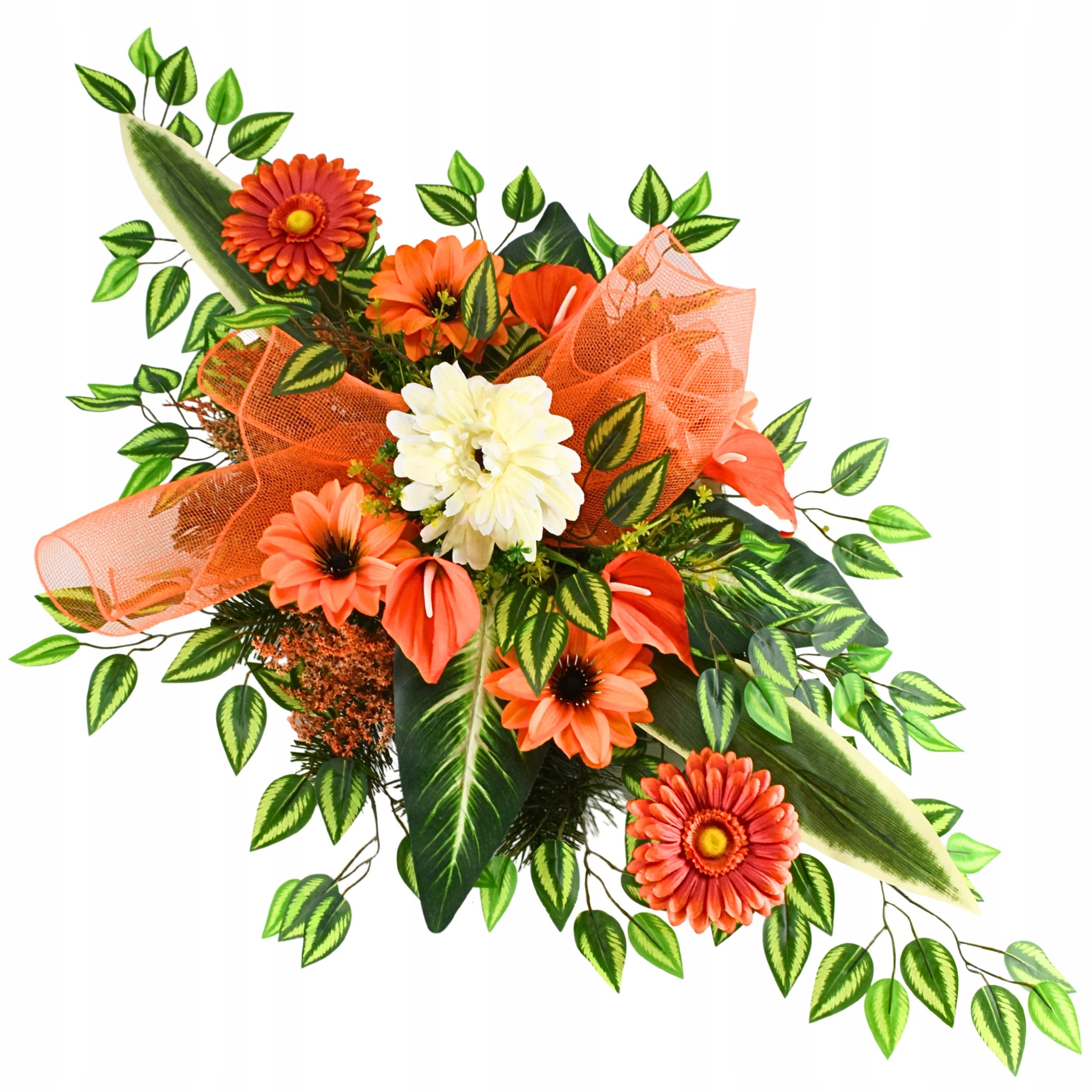 Vainags sastāvs puķains skaņotājs ar dālijas dekorēšana uz pieminekļa gerbera