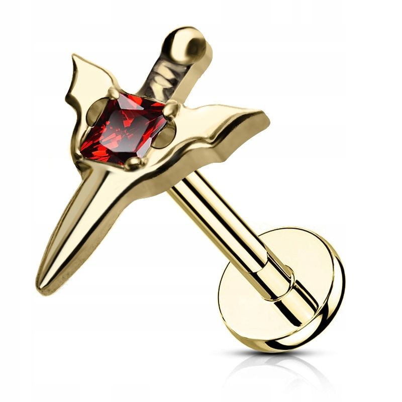  Labret golden schwert mit kristall 1,2/6 kristallin