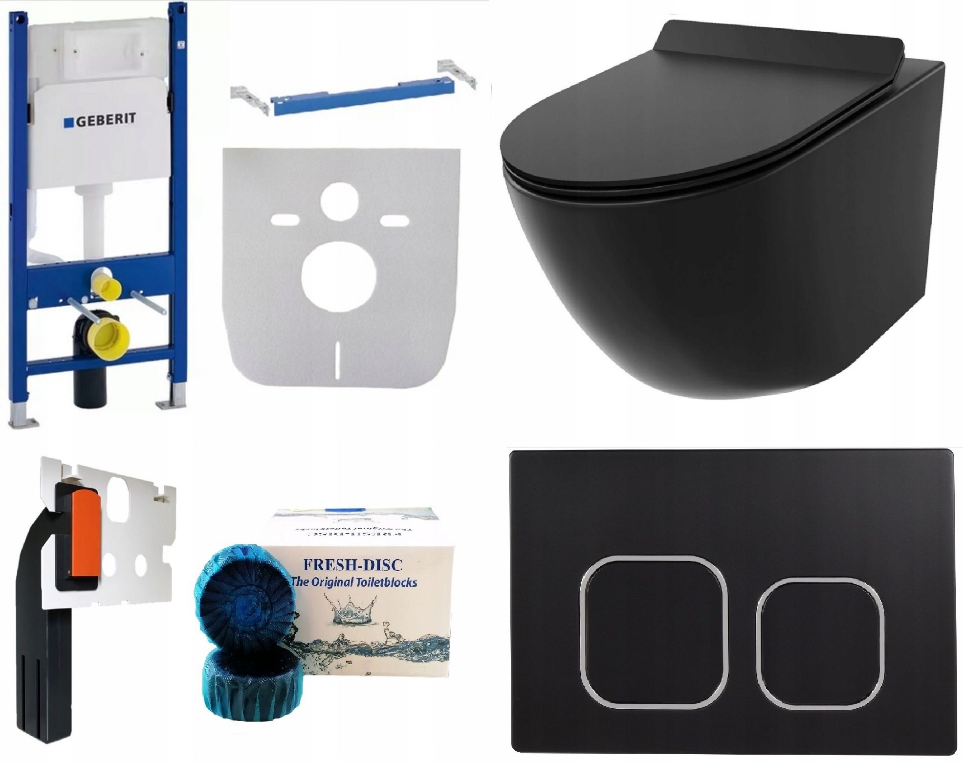  Wc rāmja komplekts geberit + atslēga + tualetes pods melns matēts + dēlis w/o+fresh