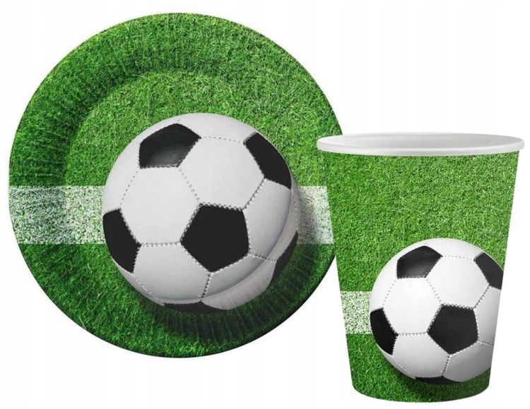  Set football on murawie saucers i cups birthday football