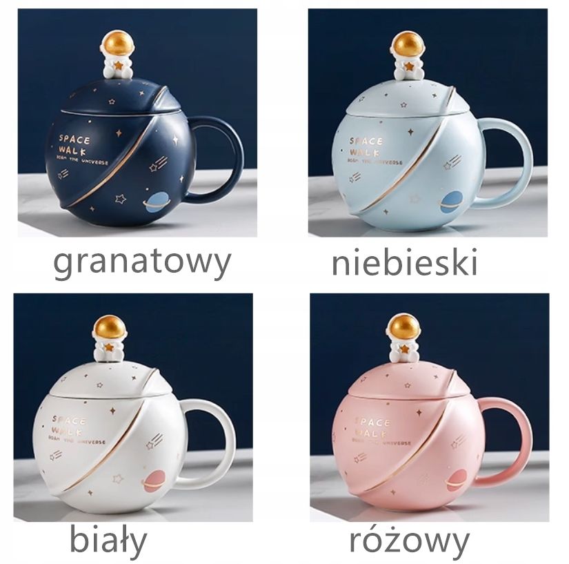  Kosmosas keramikinis puodelis 420ml su šaukšteliu astronautas