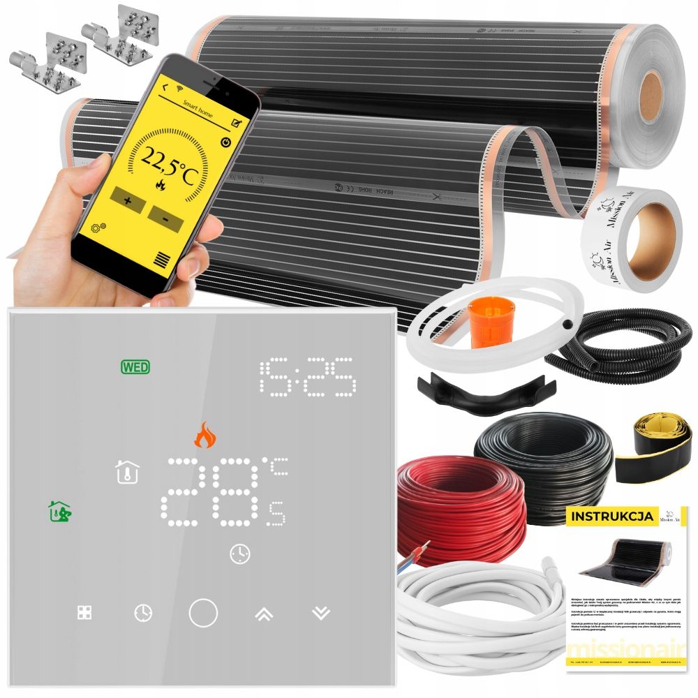  Kopa mission air filma infrasarkanais grīdas apsildes paklājiņš 100cm i 1m² 160w/m² ptc
