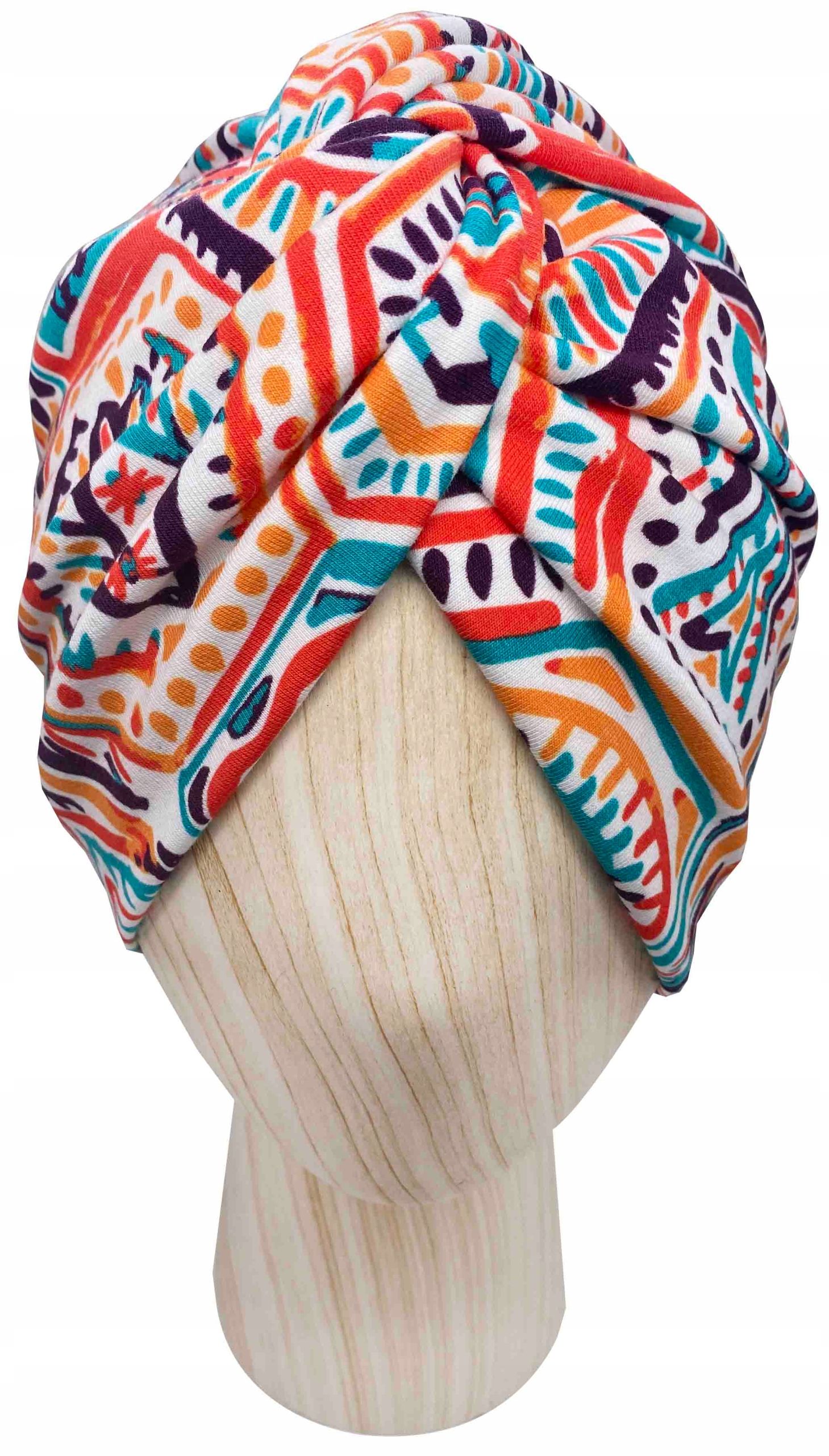  Mütze turban twist jersey baumwolle green lines onkologie