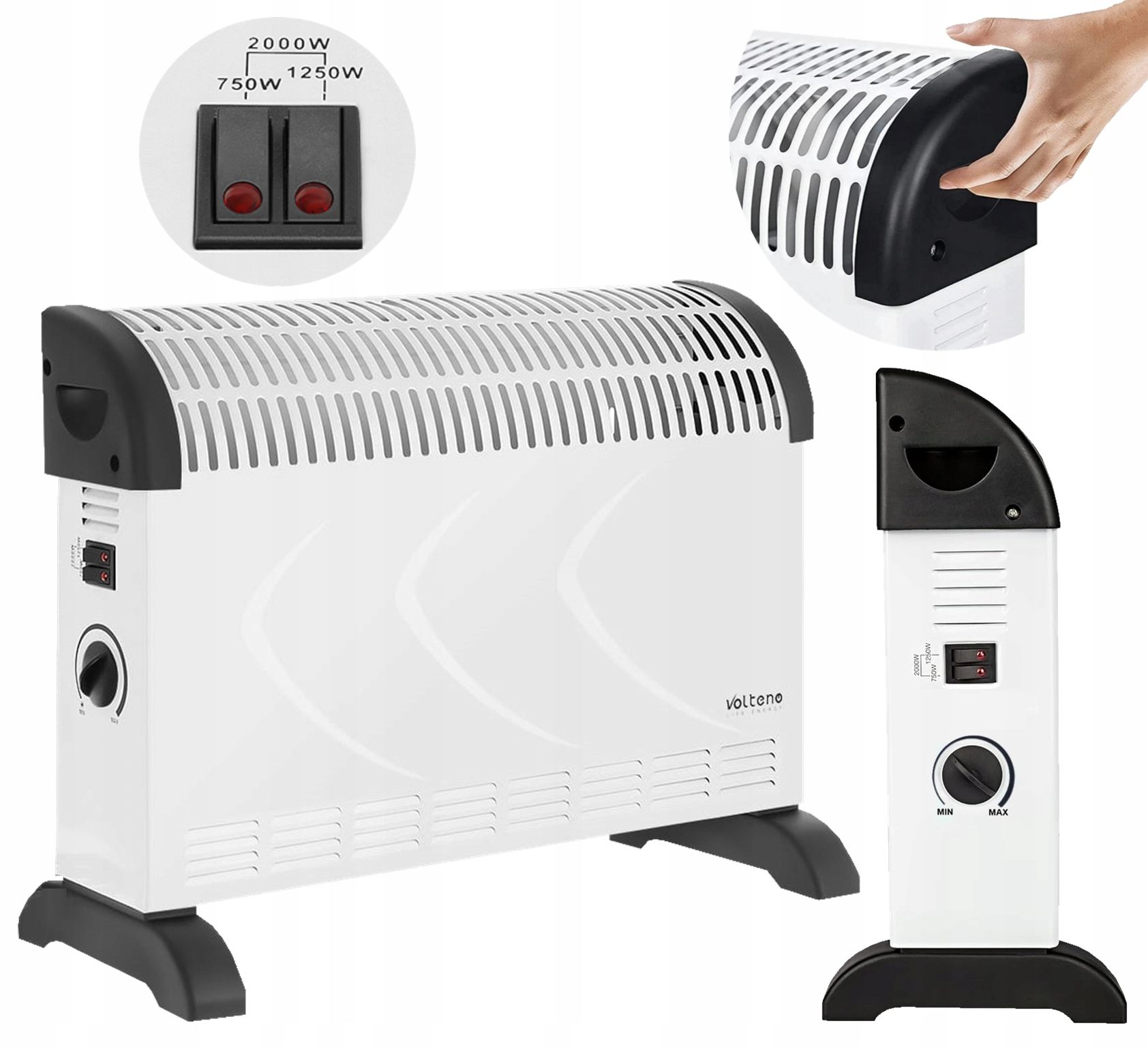 Termoventiliatorius oro šildytuvas elektrinis šildytuvas 2000w 3 lygiai su termostatu