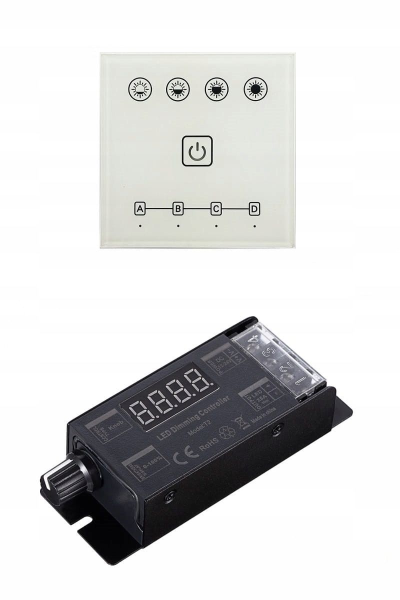  Radič stuhy led rgb / rgbw opticon 16a 5v 12v / 24v dc diaľkové ovládanie rf rádio