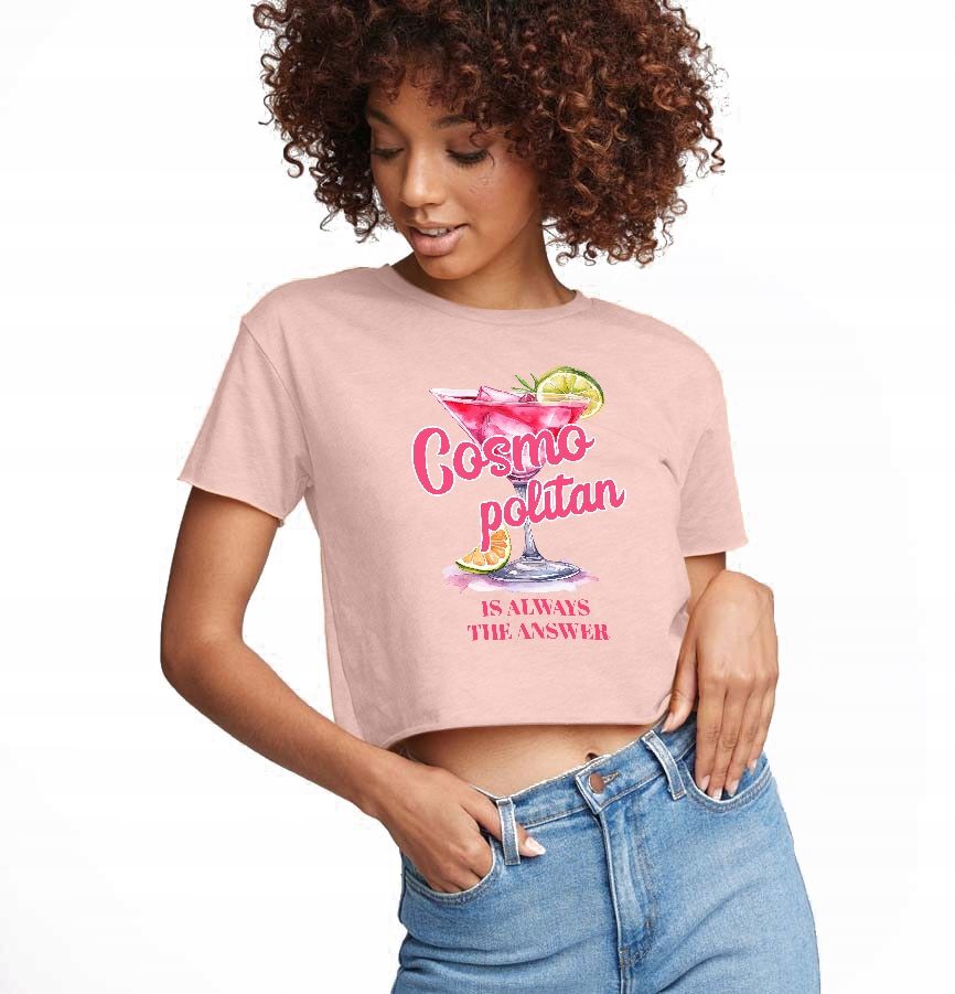  T-shirt kurz crop weiß mermaid muster - s