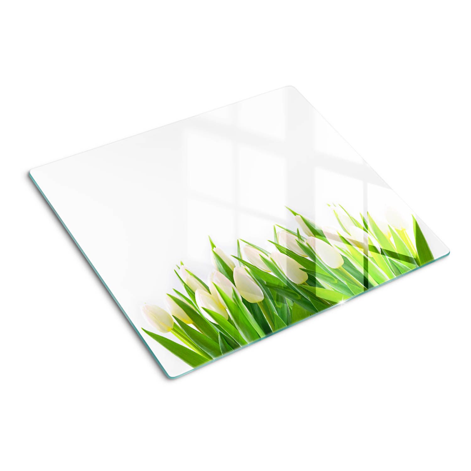  Rūdīts dēlis virtuvei glāze ar dekoratīvu grafikas lilijas ūdens 60x52 cm