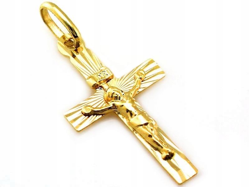  Prívesok elegantný zlatý 585 14k kríž bez kameňov váhy 1.48g za darček