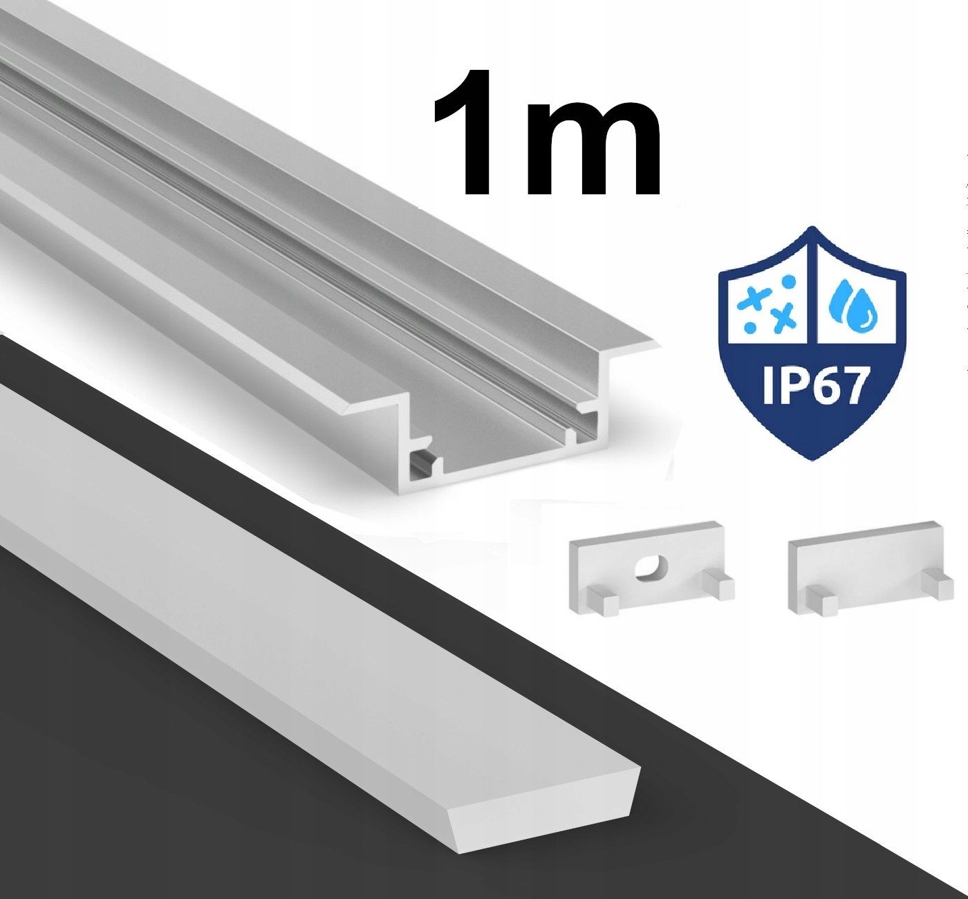  Profils led ūdensizturīgs ip65 ip67 terra sudrabs 2m