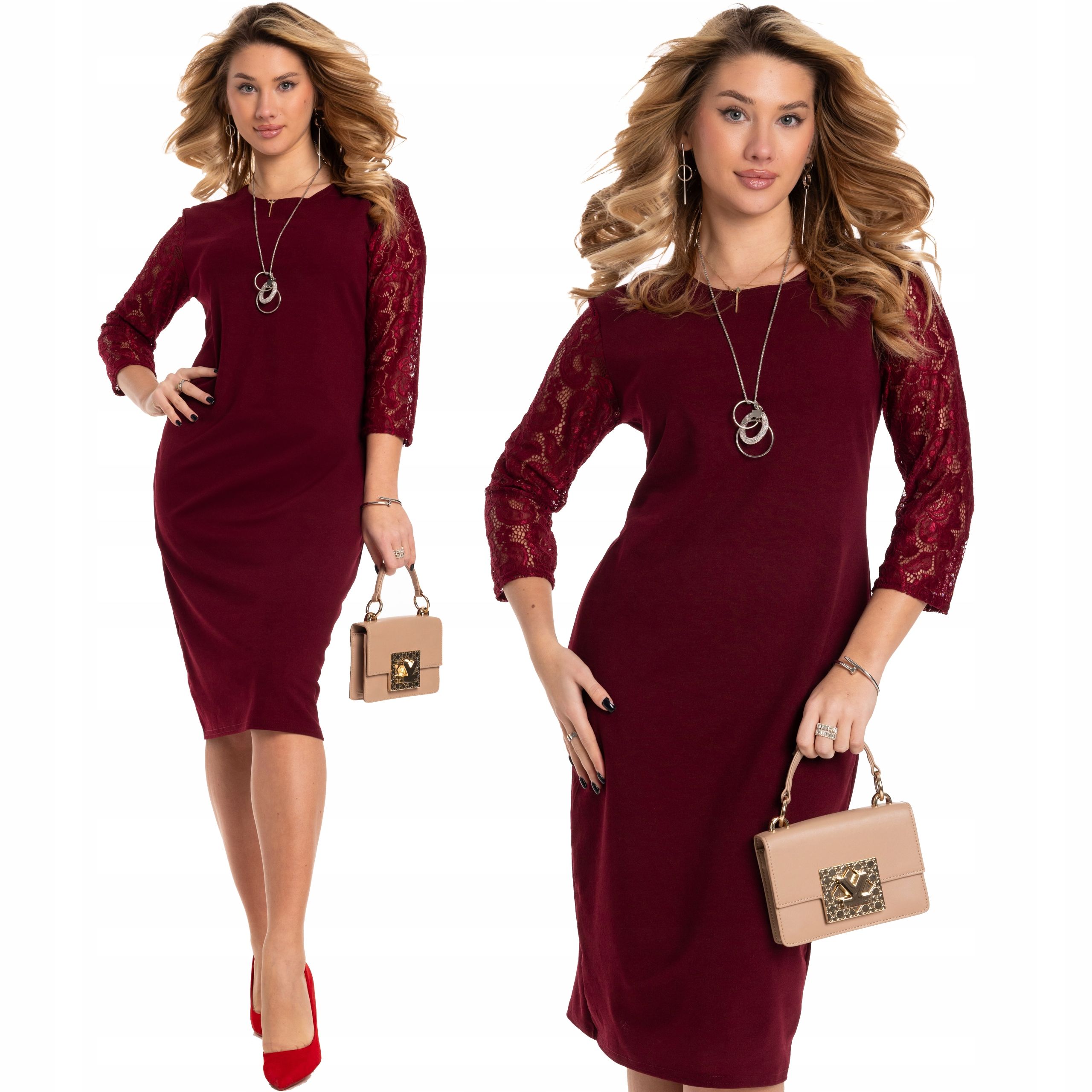  Elegant gelegentlich klassisch kleid midi gerade spitze ärmel smaragd