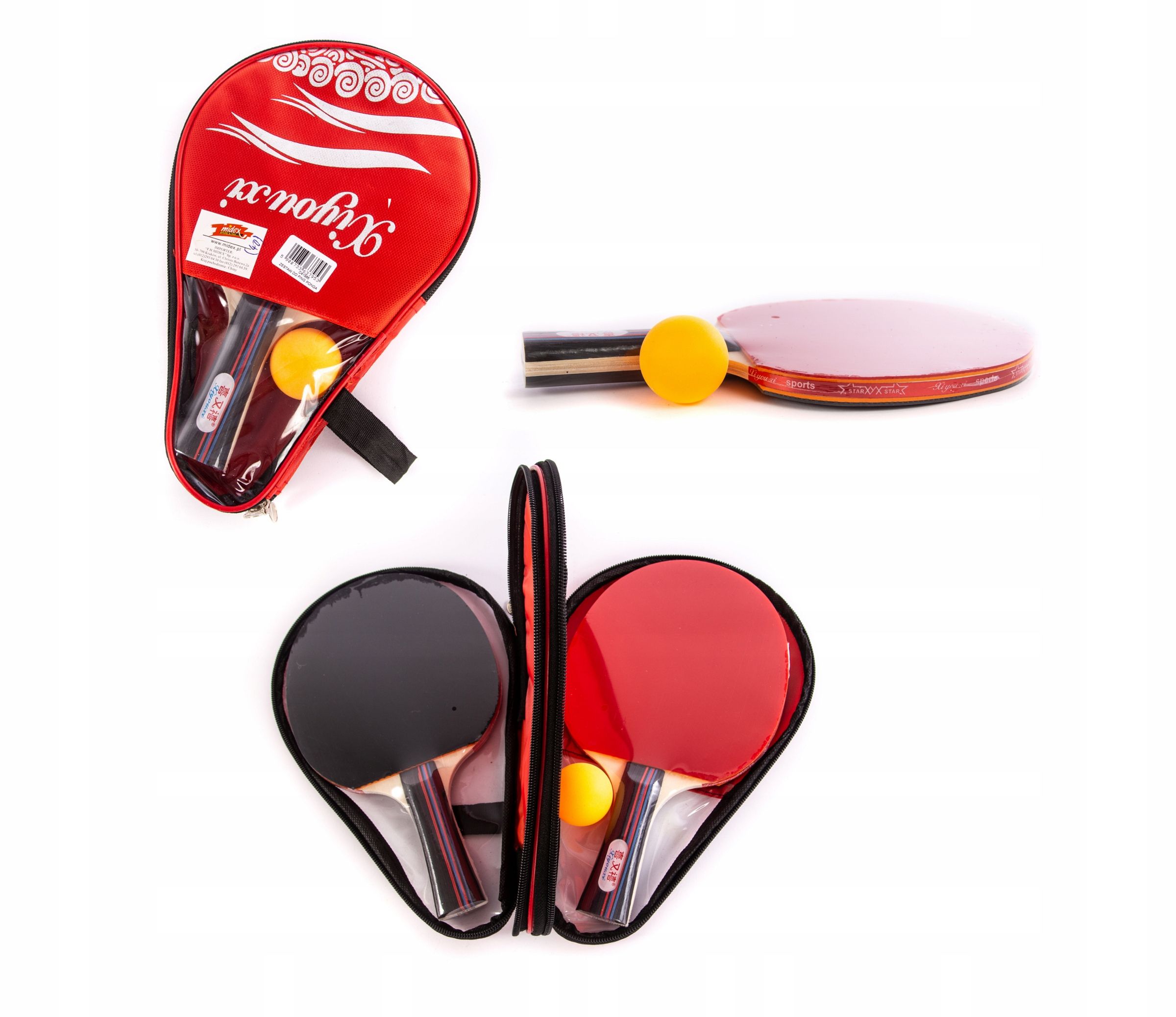  Raketės teniso ping pong kamuoliukai dėklų rinkinys