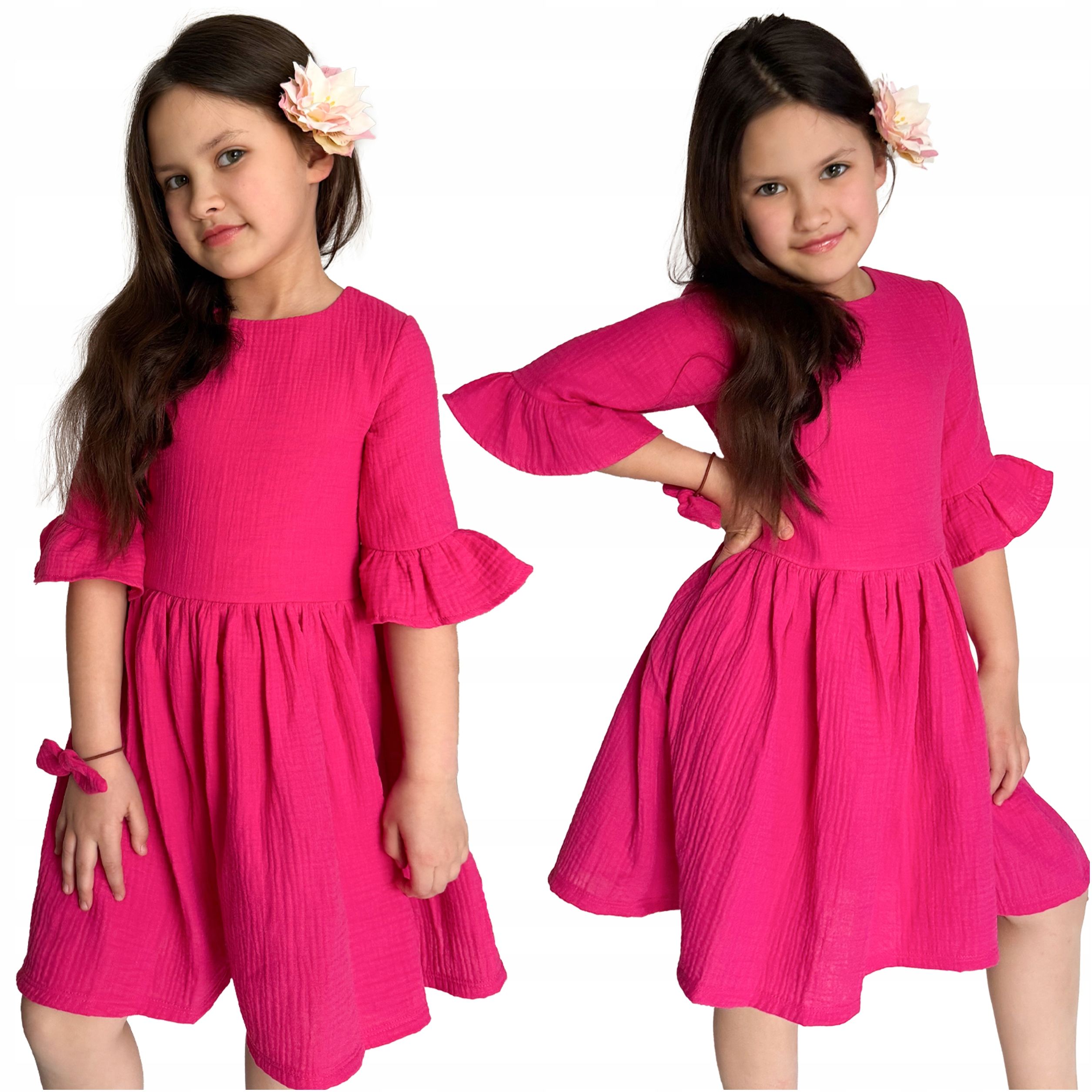  Rosa sommerkleid für den sommer musselin muslinu für mädchen bella 134 baya
