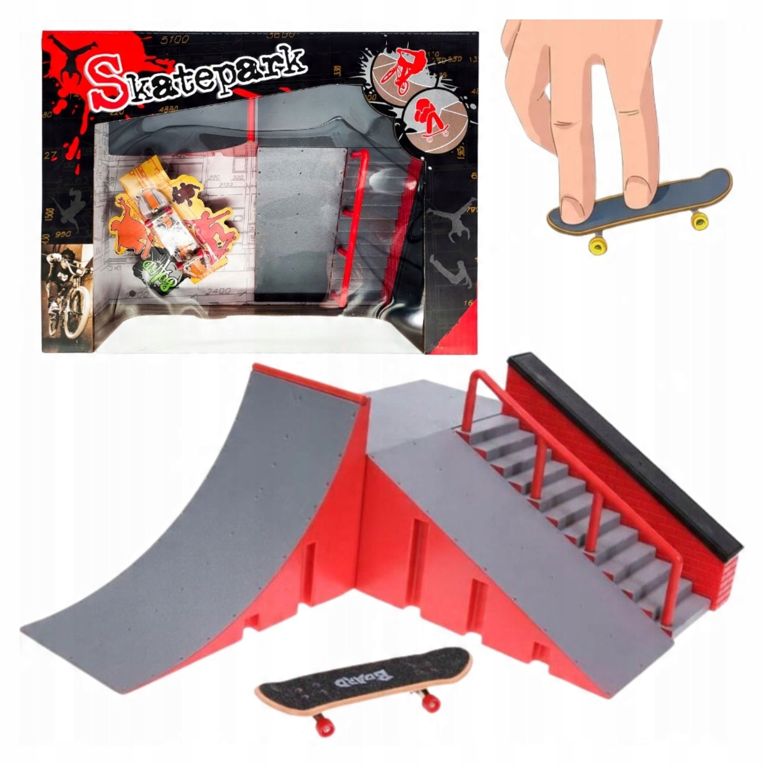 Množina fingerboard veľký skateboardový park pre deti skateboard + bicykel fb-09-c