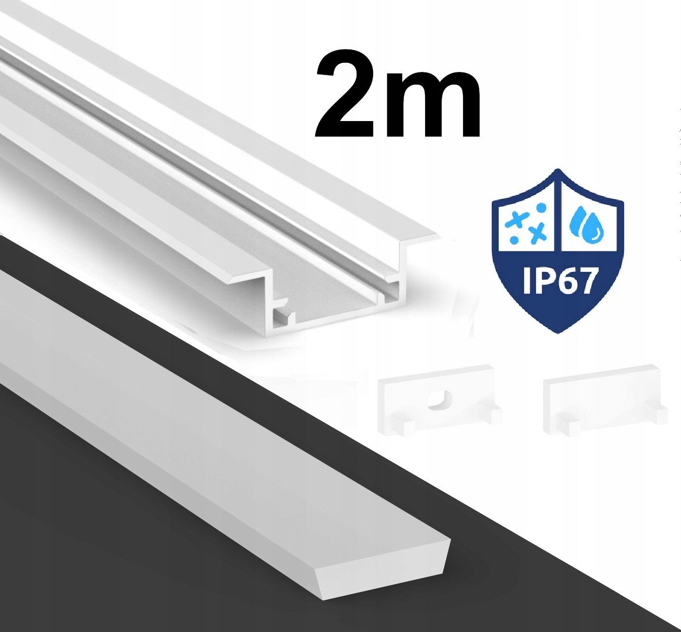  Profils led ūdensizturīgs ip65 ip67 terra sudrabs 2m