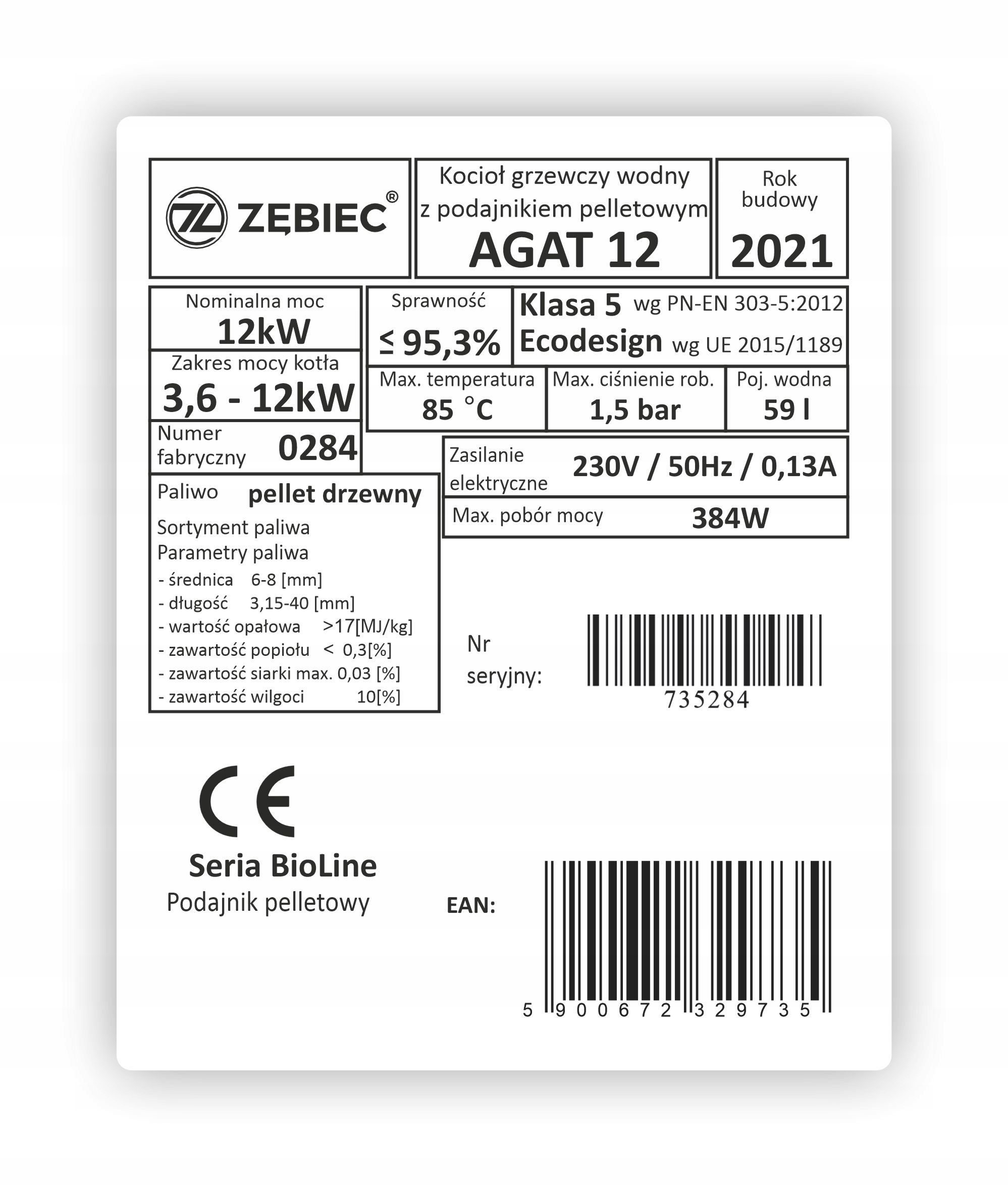  Nameplate sticker on heating boiler kolton others wtornik