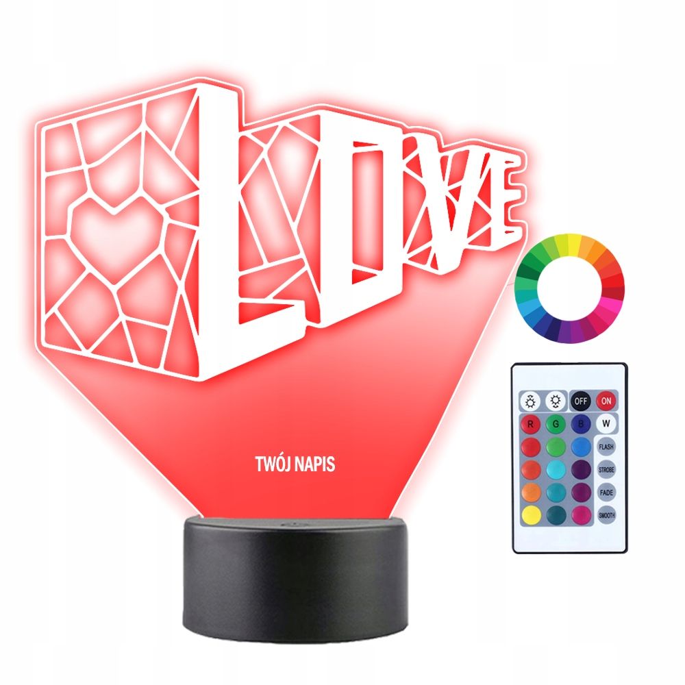  3d nakts gaisma led par dāvanu valentīna diena gravēšana