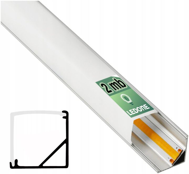  Kopa melns alumīnija profils atzina slim eco led sloksnēm 2m + kapuci