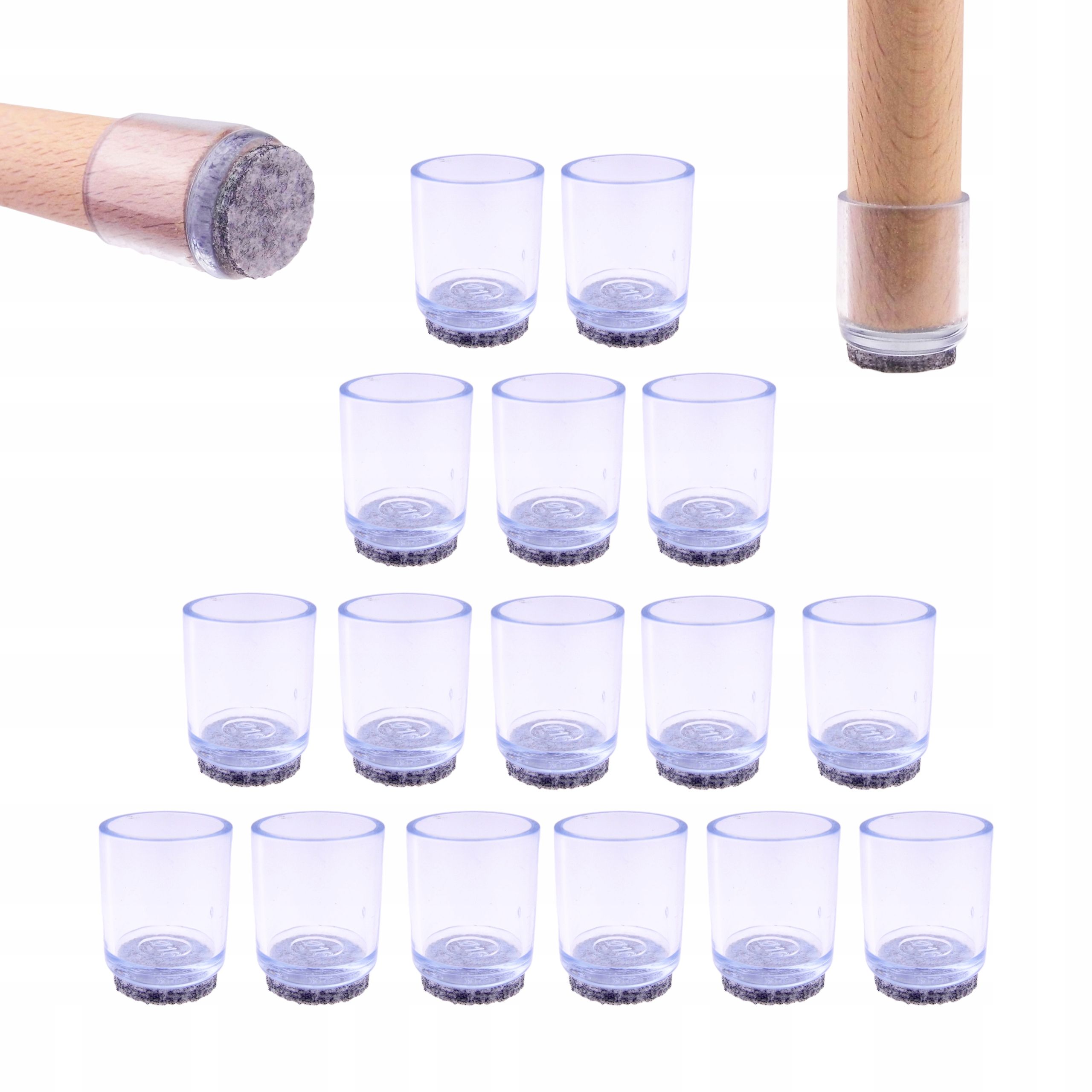  Tipy pro nohy židle ovál plstěný 16x34mm silikon x16