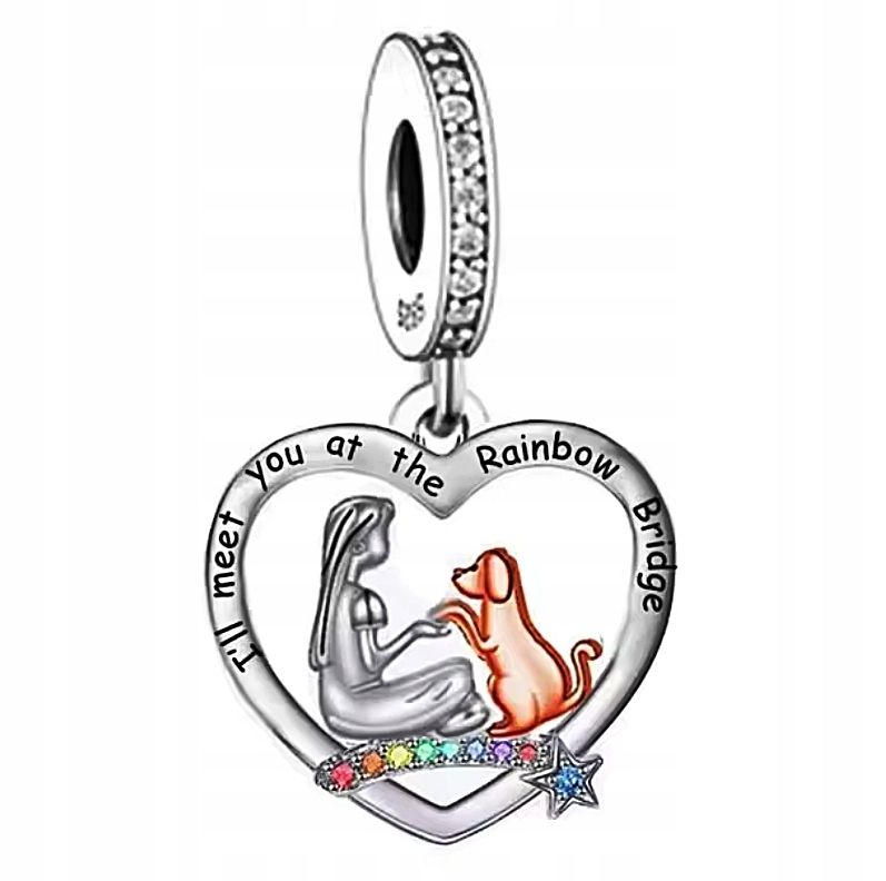  Md charms anhänger hündchen herz grau hund chihuahua steine | s925