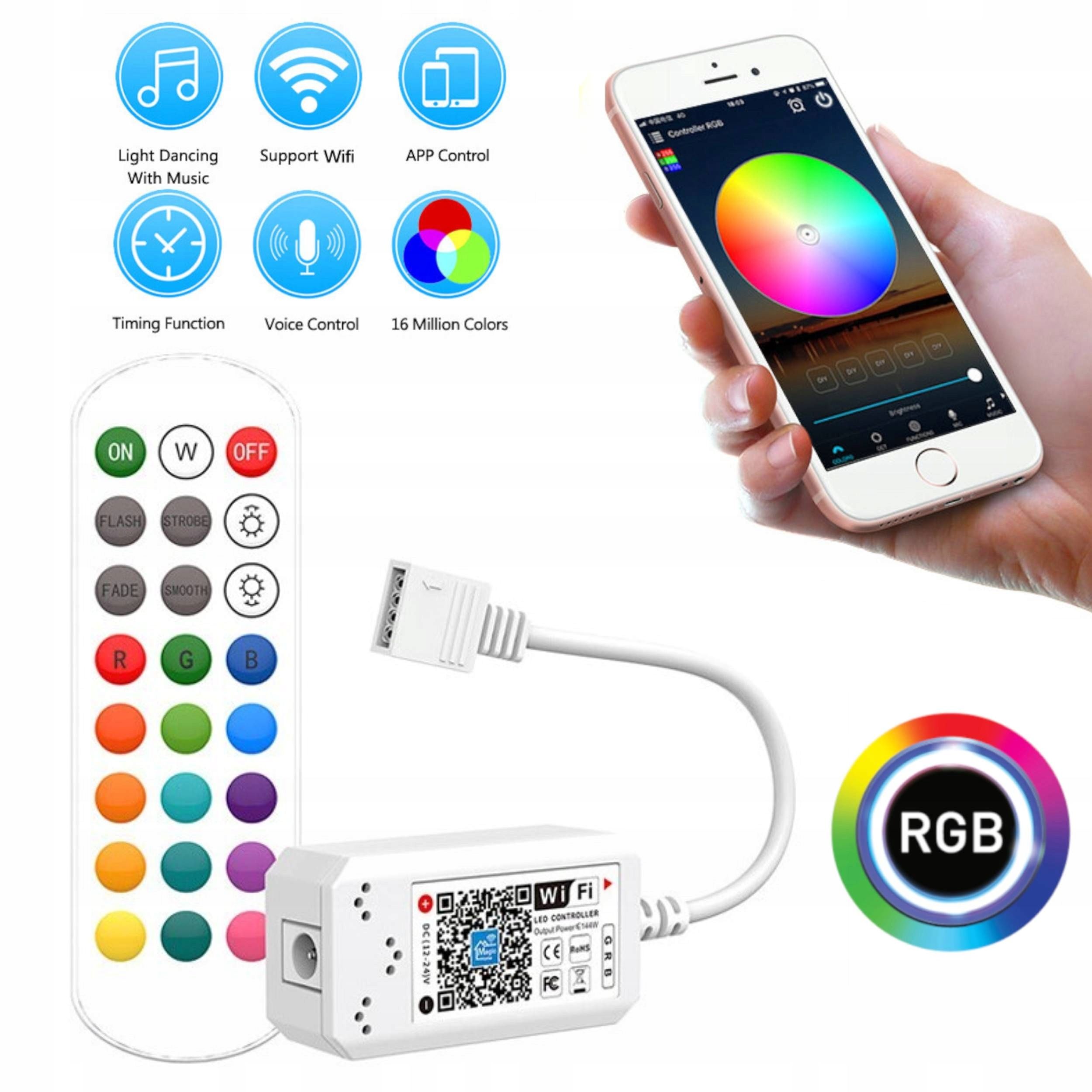  Komplektas valdiklio led rgb su nuotolinio valdymo pultu radijo fut025