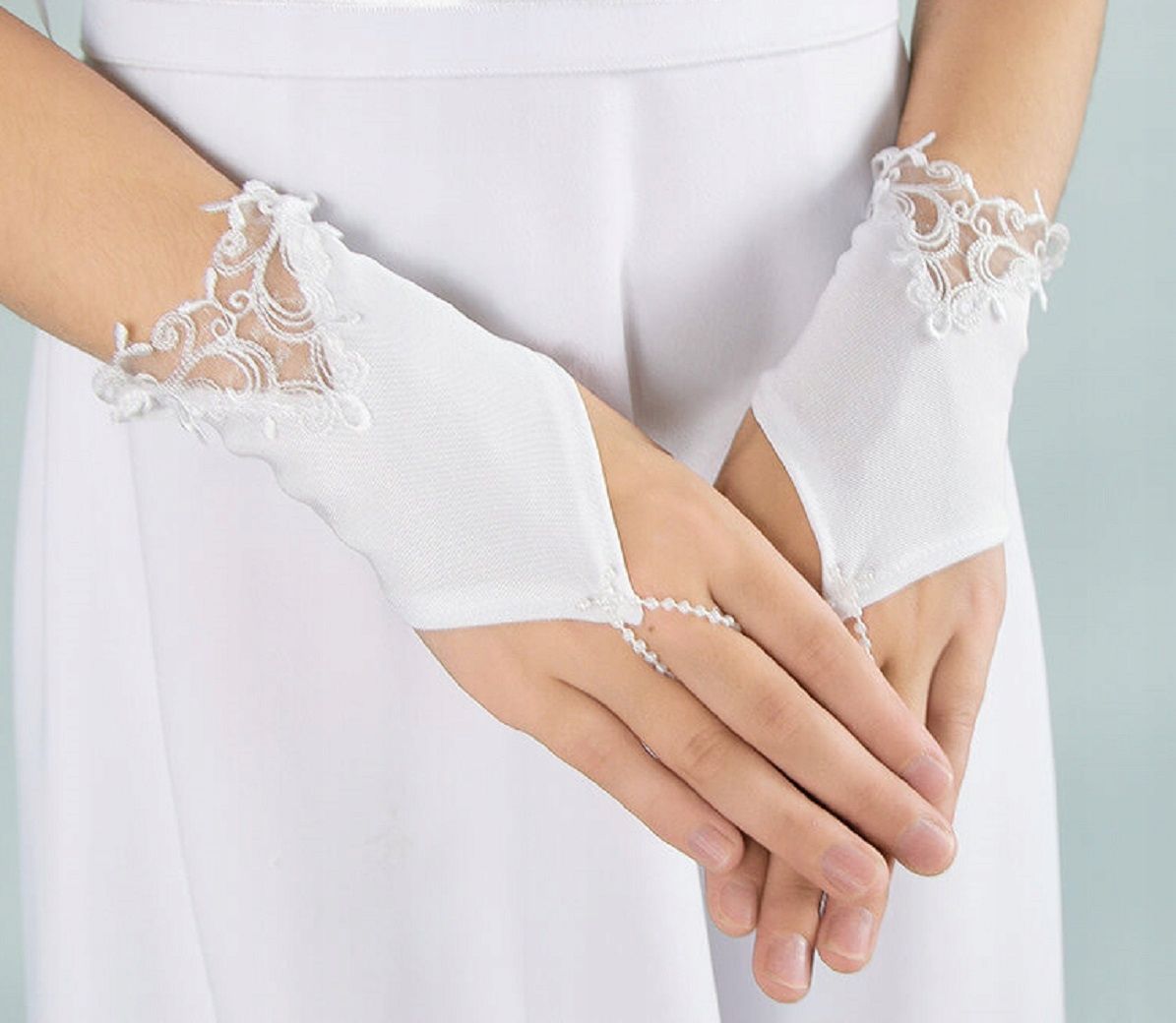  Handschuhe zur erstkommunion mit spitze kurz am finger