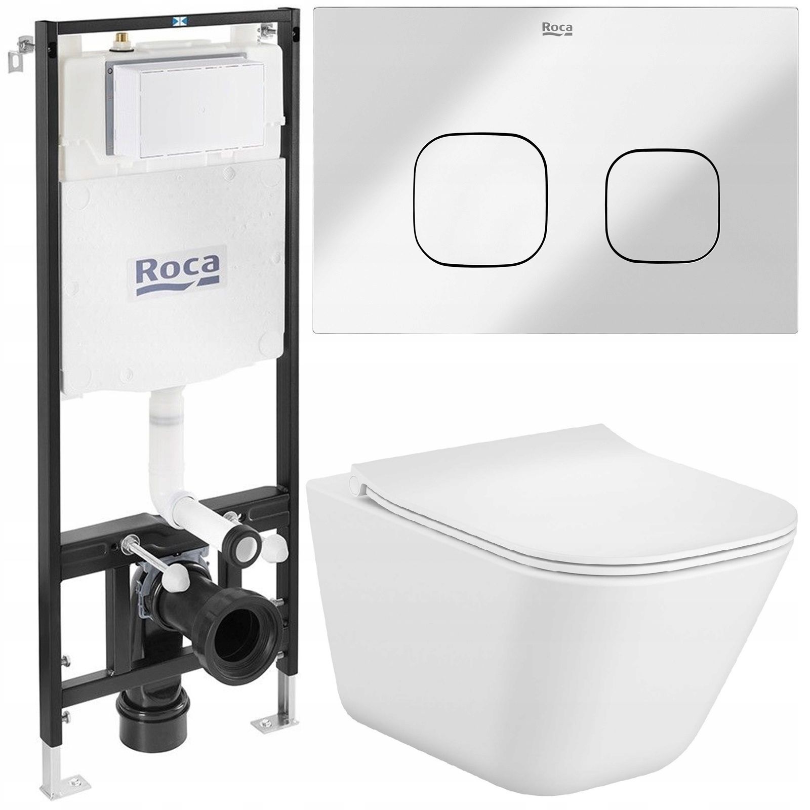  Roca concealed wc set slim bowl gap square rimless key black matte