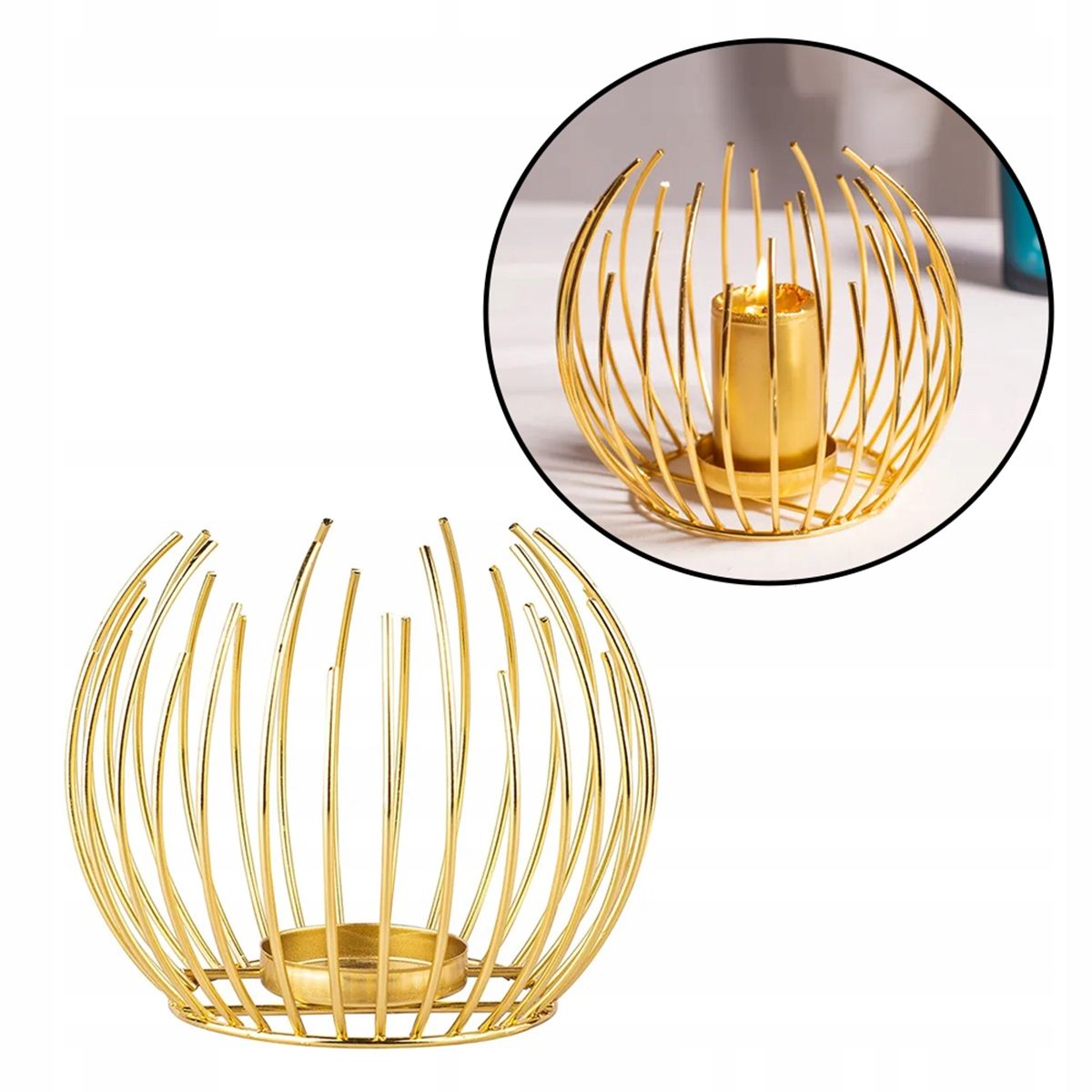  Kuldne küünlajalg metallist lamp terrassid klaasist sisetükiga altom design