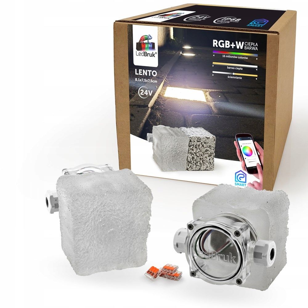  8x led šviečiančios trinkelės ledbruk 24v lento rgbw bc