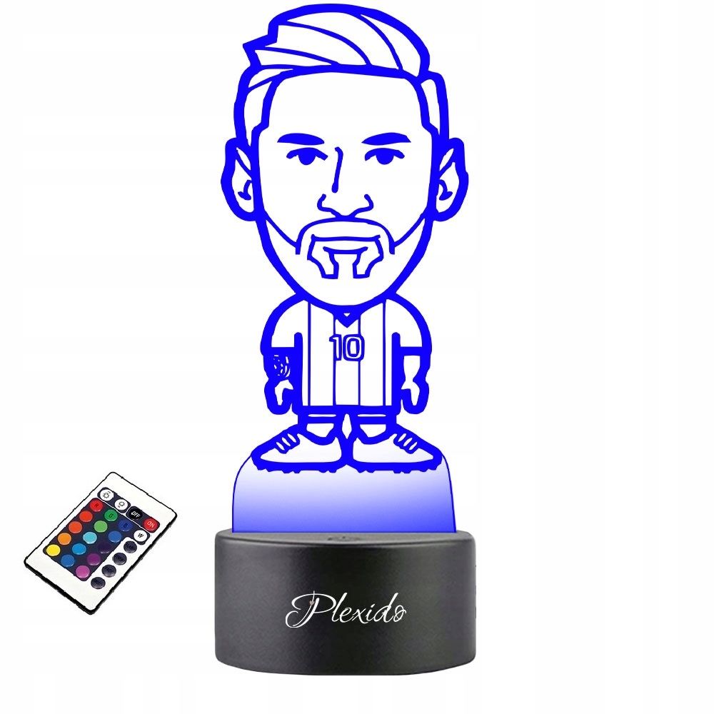  Lemputė ant stiklo lionel messi 3d led rgb + valdymo pultelis 16 spalva