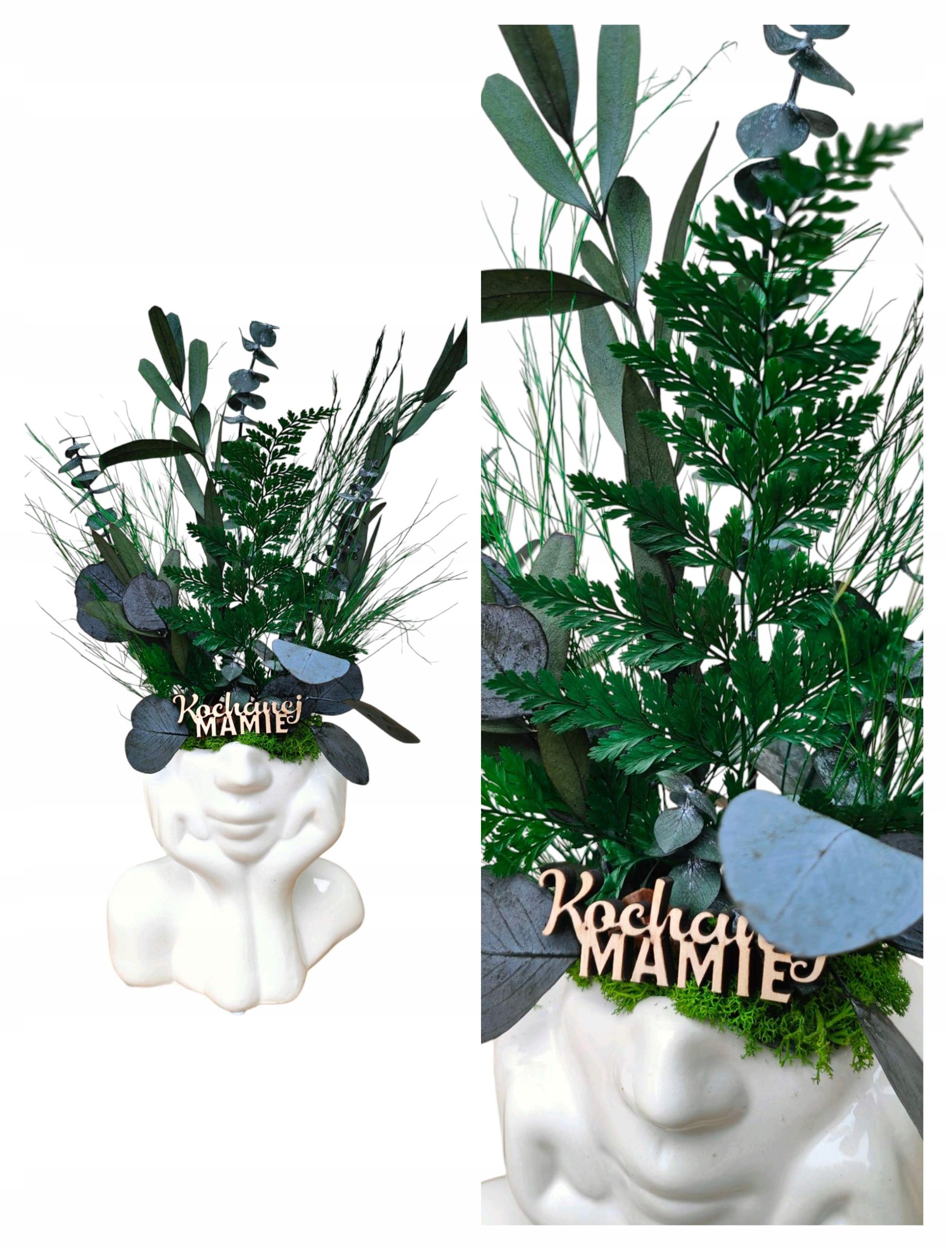  Puķu pods ar sūnām sūnas chrobotek katlā balts drukāšana 3d #4