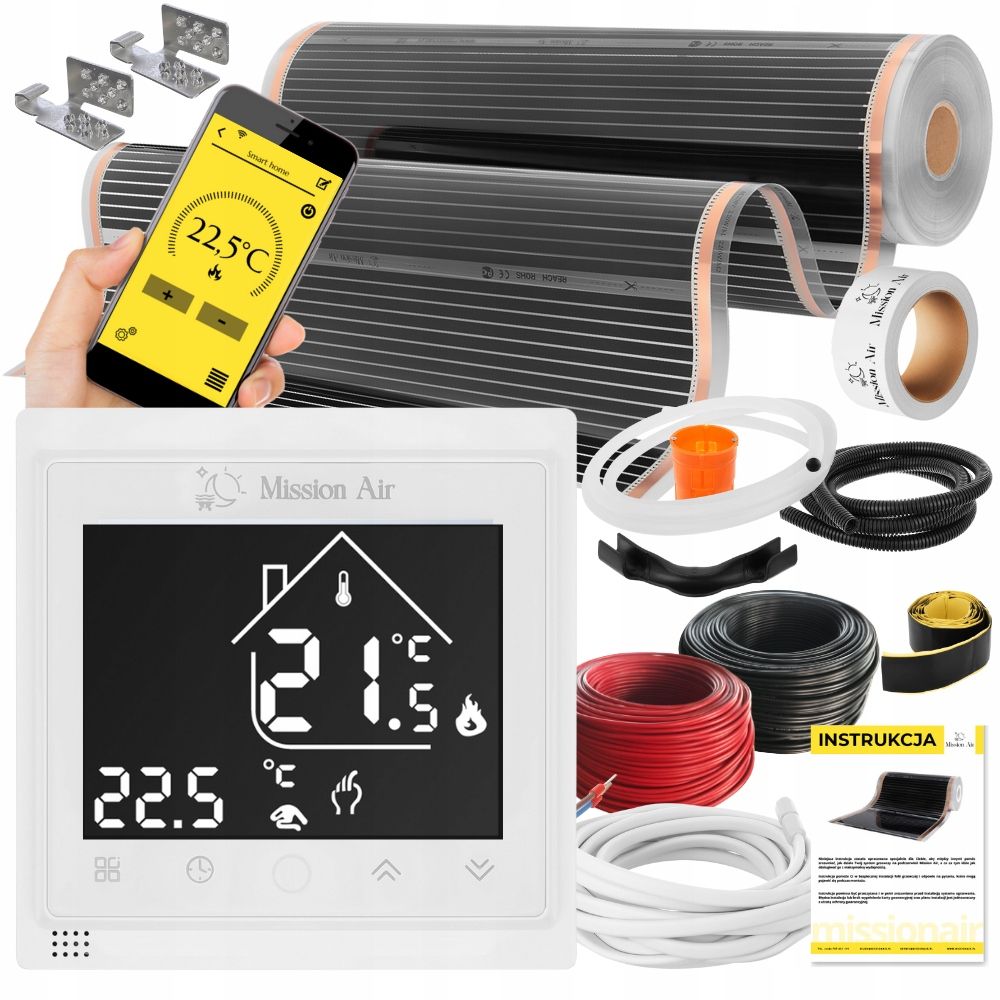  Kopa mission air filma infrasarkanais grīdas apsildes paklājiņš 100cm i 1m² 160w/m² ptc
