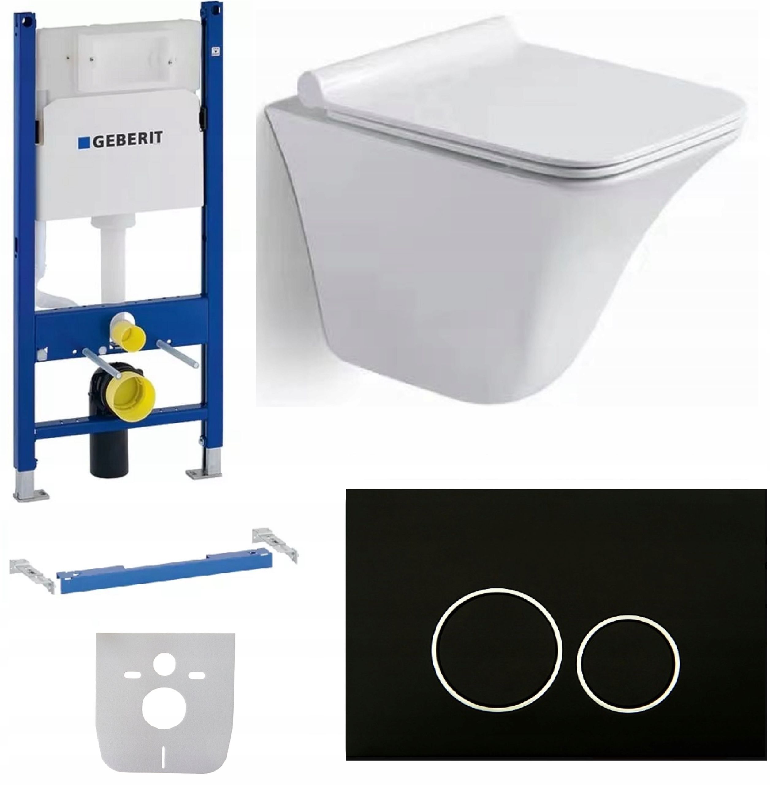 Wc rāmja komplekts geberit + atslēga + tualetes pods melns matēts + dēlis w/o+fresh