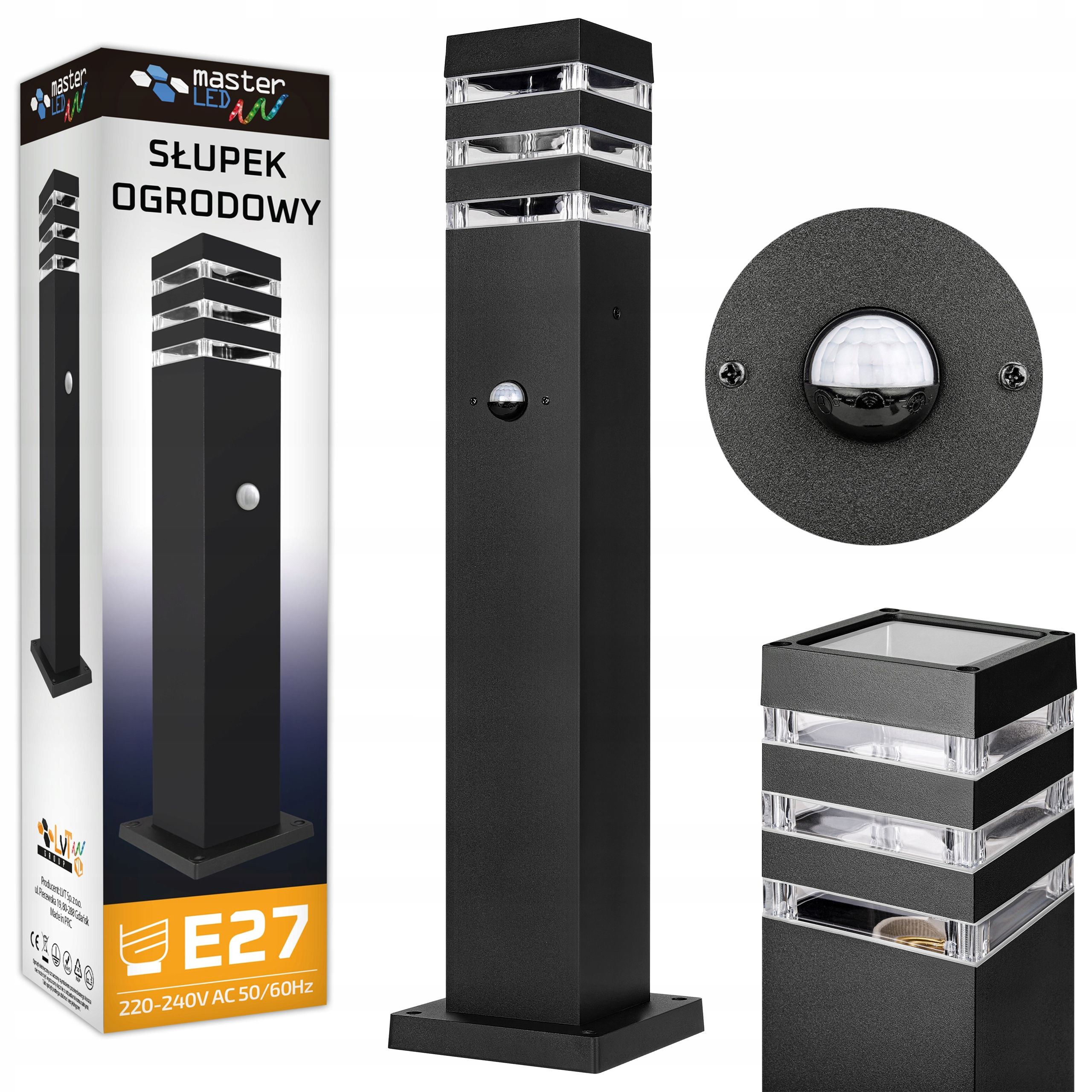  Led stojací lampa zahrada 45cm sloupec pohybový senzor zewnetrzna e27 led