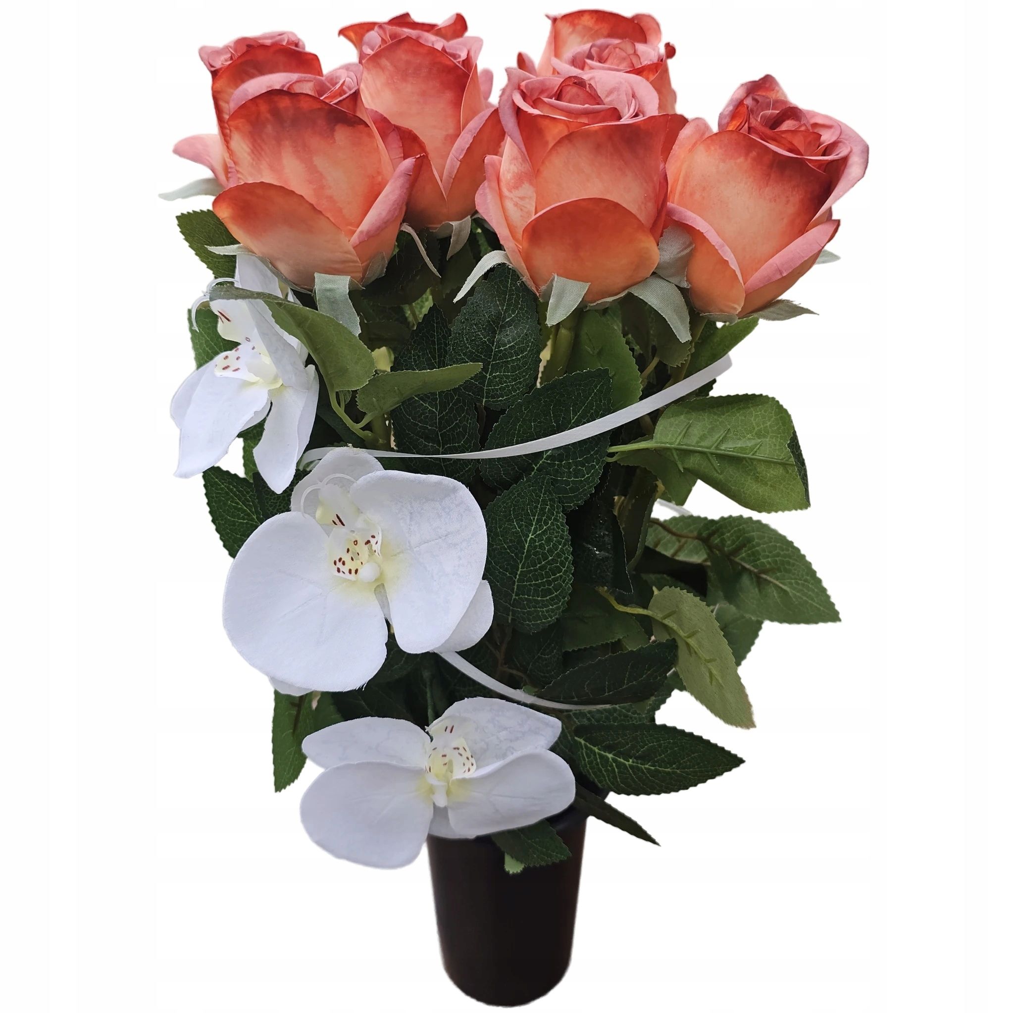  Bouquet red orchid into a vase artificial flowers tombstone cemetery premium