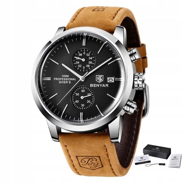  Uhr benyar männlich elegant chronograph schachtel