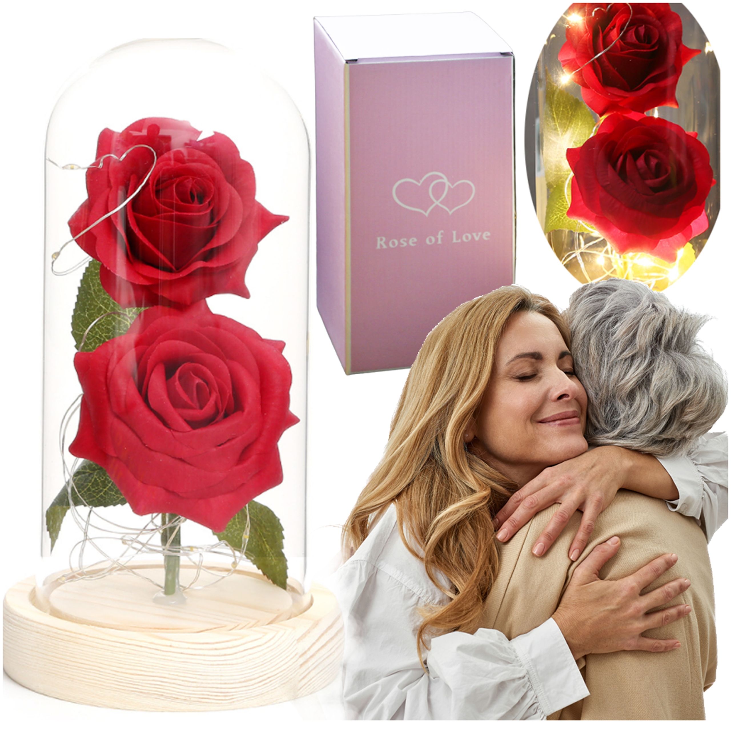  Brīnišķīgi mākslīgs gadsimts gaismas roze glāzē dome dāvana tavā dzimšanas dienā